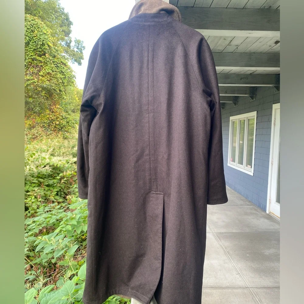 Chrysalis England Reversible Tweed Melton Wool Green Brown Check Overcoat 40 - Picture 12 of 14